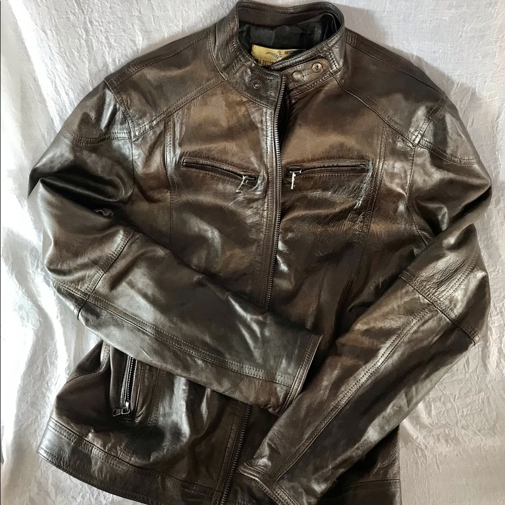 Italy Vera Pelle Soft 100% Leather Brown Jacket